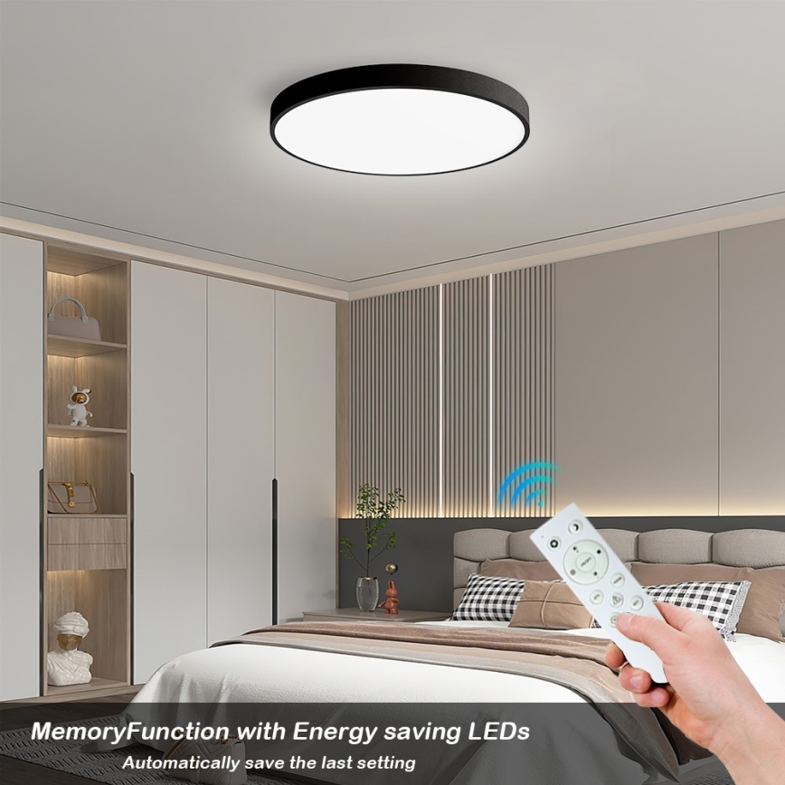 Immax NEO 07249L - LED Dimmable φωτιστικό οροφής NEO LITE SEMPLICI LED/48W/230V 3000-6000K Wi-Fi Tuya μαύρο + τηλεχειριστήριο
