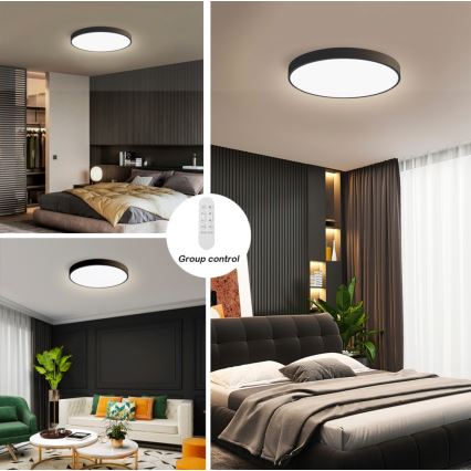 Immax NEO 07249L - LED Dimmable φωτιστικό οροφής NEO LITE SEMPLICI LED/48W/230V 3000-6000K Wi-Fi Tuya μαύρο + τηλεχειριστήριο
