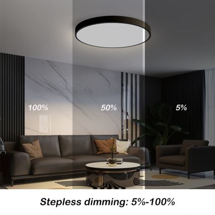 Immax NEO 07249L - LED Dimmable φωτιστικό οροφής NEO LITE SEMPLICI LED/48W/230V 3000-6000K Wi-Fi Tuya μαύρο + τηλεχειριστήριο