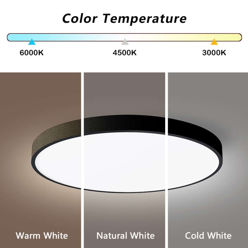 Immax NEO 07249L - LED Dimmable φωτιστικό οροφής NEO LITE SEMPLICI LED/48W/230V 3000-6000K Wi-Fi Tuya μαύρο + τηλεχειριστήριο
