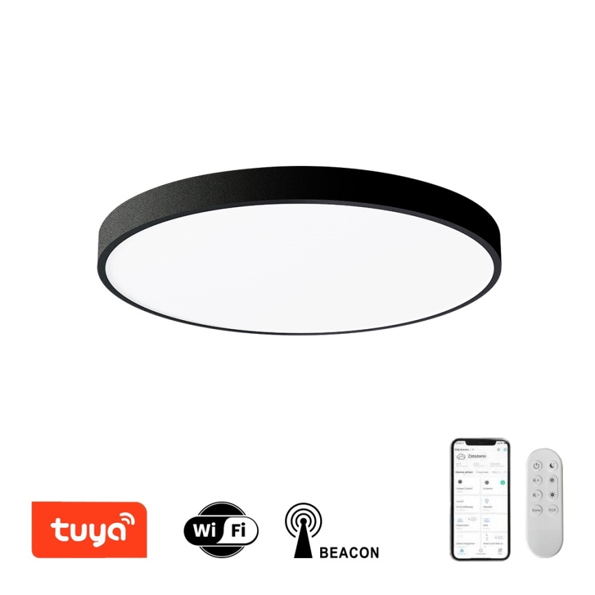 Immax NEO 07249L - LED Dimmable φωτιστικό οροφής NEO LITE SEMPLICI LED/48W/230V 3000-6000K Wi-Fi Tuya μαύρο + τηλεχειριστήριο