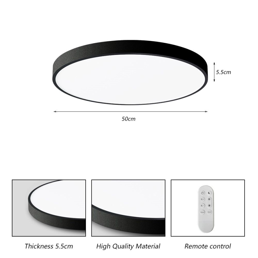 Immax NEO 07249L - LED Dimmable φωτιστικό οροφής NEO LITE SEMPLICI LED/48W/230V 3000-6000K Wi-Fi Tuya μαύρο + τηλεχειριστήριο