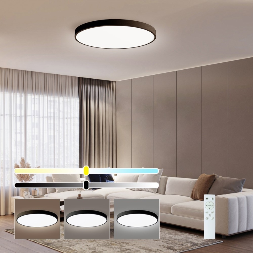 Immax NEO 07250L - LED Dimmable φωτιστικό οροφής NEO LITE SEMPLICI LED/60W/230V 3000-6000K Wi-Fi Tuya μαύρο + τηλεχειριστήριο
