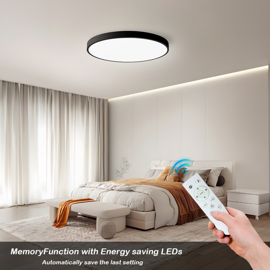 Immax NEO 07250L - LED Dimmable φωτιστικό οροφής NEO LITE SEMPLICI LED/60W/230V 3000-6000K Wi-Fi Tuya μαύρο + τηλεχειριστήριο