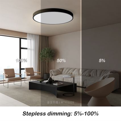Immax NEO 07250L - LED Dimmable φωτιστικό οροφής NEO LITE SEMPLICI LED/60W/230V 3000-6000K Wi-Fi Tuya μαύρο + τηλεχειριστήριο
