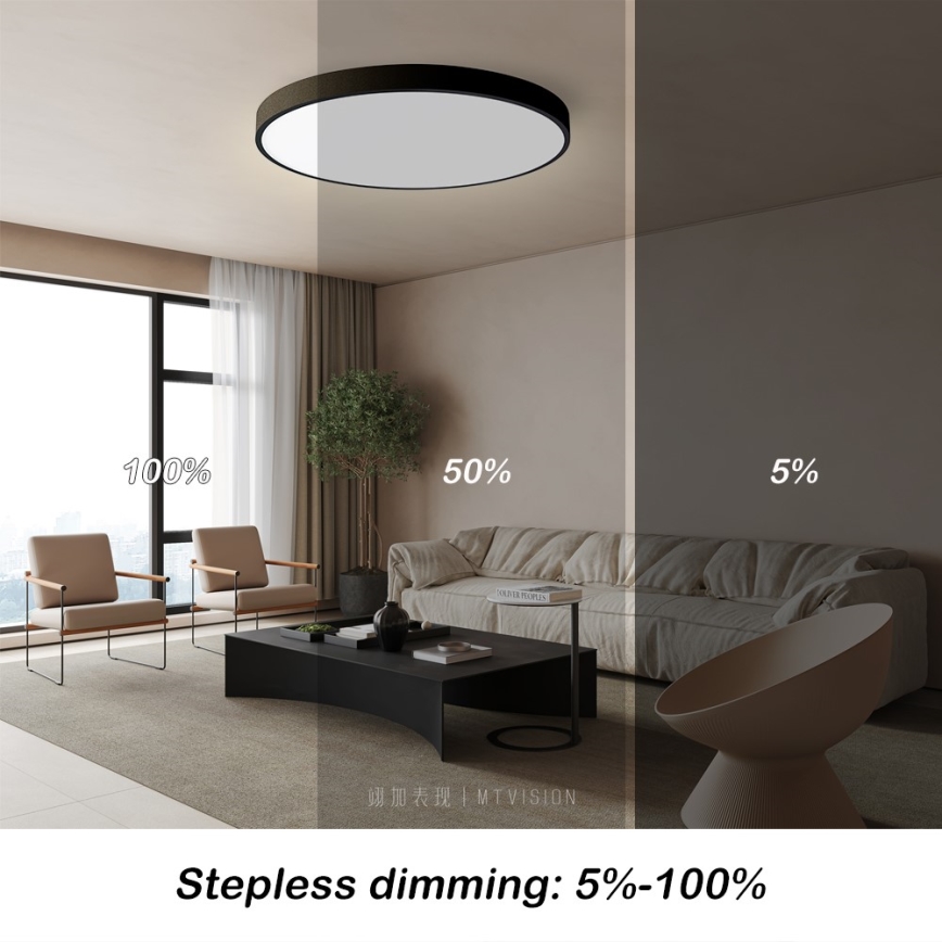 Immax NEO 07250L - LED Dimmable φωτιστικό οροφής NEO LITE SEMPLICI LED/60W/230V 3000-6000K Wi-Fi Tuya μαύρο + τηλεχειριστήριο