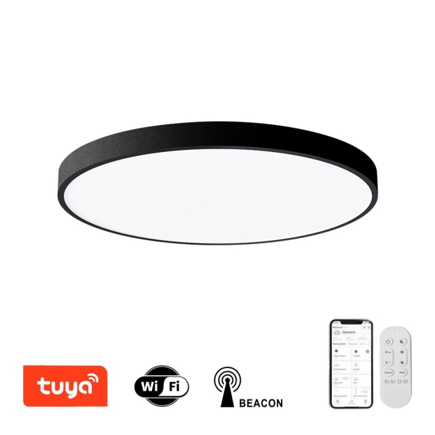 Immax NEO 07250L - LED Dimmable φωτιστικό οροφής NEO LITE SEMPLICI LED/60W/230V 3000-6000K Wi-Fi Tuya μαύρο + τηλεχειριστήριο