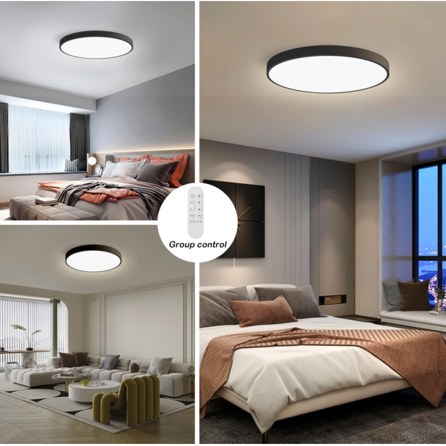 Immax NEO 07250L - LED Dimmable φωτιστικό οροφής NEO LITE SEMPLICI LED/60W/230V 3000-6000K Wi-Fi Tuya μαύρο + τηλεχειριστήριο