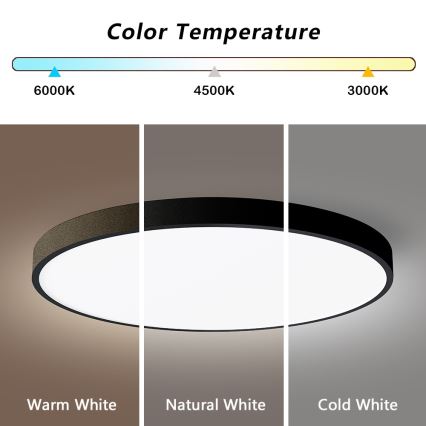 Immax NEO 07250L - LED Dimmable φωτιστικό οροφής NEO LITE SEMPLICI LED/60W/230V 3000-6000K Wi-Fi Tuya μαύρο + τηλεχειριστήριο