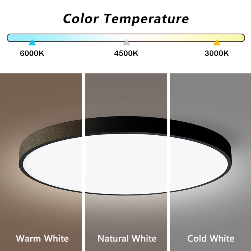 Immax NEO 07250L - LED Dimmable φωτιστικό οροφής NEO LITE SEMPLICI LED/60W/230V 3000-6000K Wi-Fi Tuya μαύρο + τηλεχειριστήριο