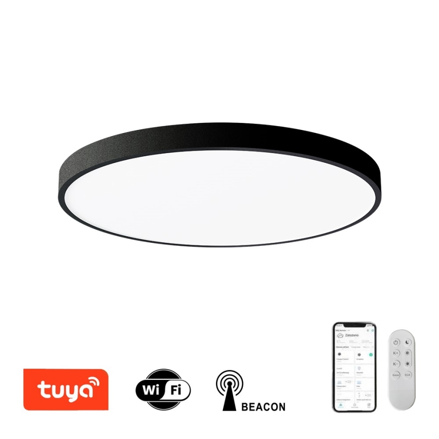 Immax NEO 07250L - LED Dimmable φωτιστικό οροφής NEO LITE SEMPLICI LED/60W/230V 3000-6000K Wi-Fi Tuya μαύρο + τηλεχειριστήριο