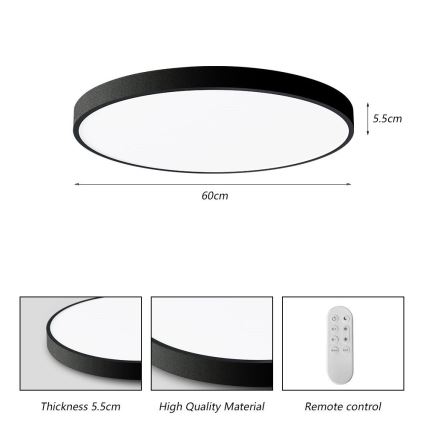 Immax NEO 07250L - LED Dimmable φωτιστικό οροφής NEO LITE SEMPLICI LED/60W/230V 3000-6000K Wi-Fi Tuya μαύρο + τηλεχειριστήριο