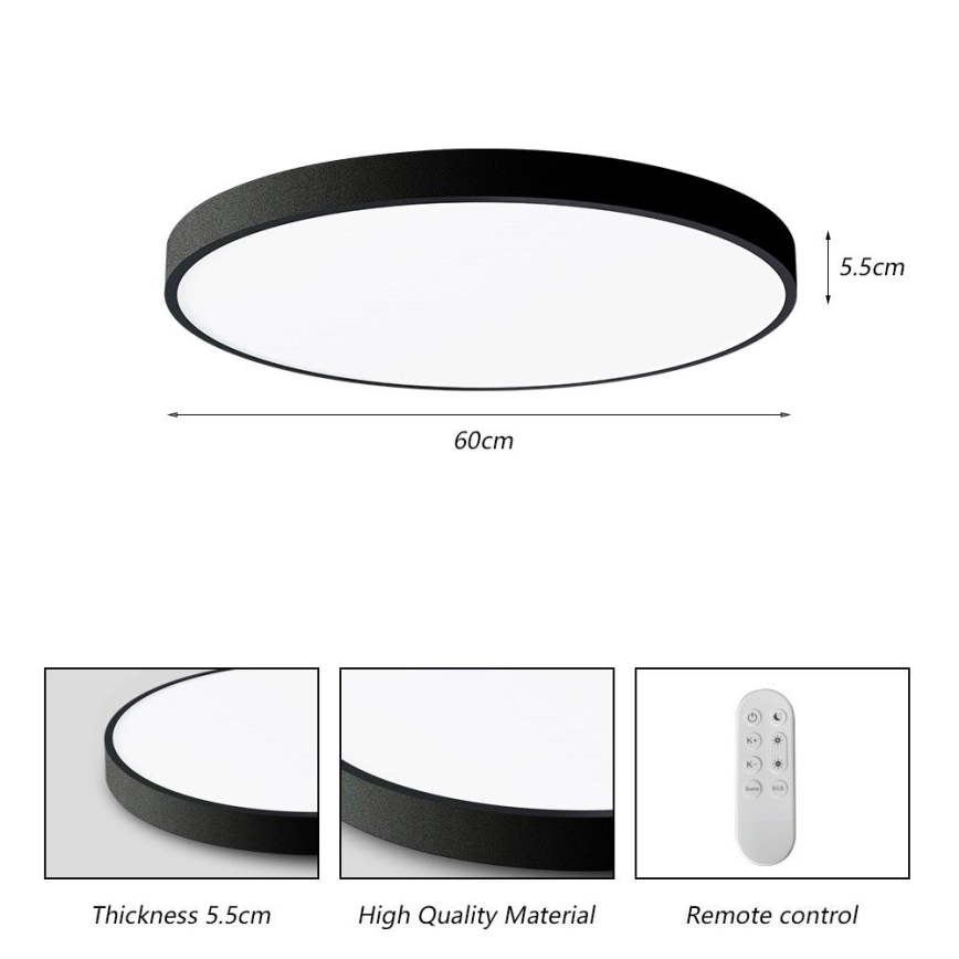 Immax NEO 07250L - LED Dimmable φωτιστικό οροφής NEO LITE SEMPLICI LED/60W/230V 3000-6000K Wi-Fi Tuya μαύρο + τηλεχειριστήριο