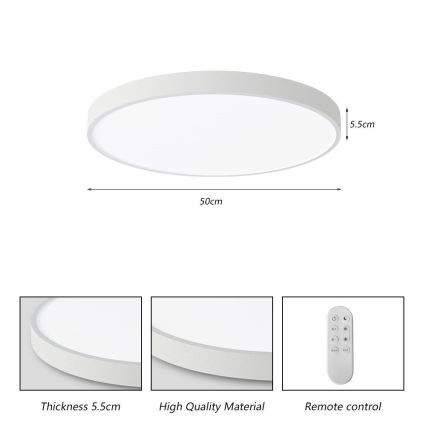 Immax NEO 07252L - LED Dimmable φωτιστικό οροφής NEO LITE SEMPLICI LED/48W/230V 3000-6000K Wi-Fi Tuya λευκό + τηλεχειριστήριο