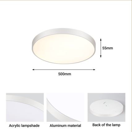 Immax NEO 07252L - LED Dimmable φωτιστικό οροφής NEO LITE SEMPLICI LED/48W/230V 3000-6000K Wi-Fi Tuya λευκό + τηλεχειριστήριο