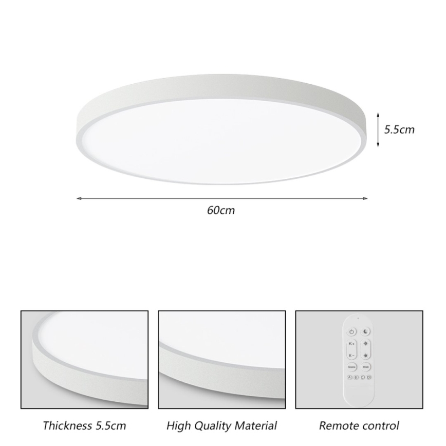 Immax NEO 07253L - LED Dimmable φωτιστικό οροφής NEO LITE SEMPLICI LED/60W/230V 3000-6000K Wi-Fi Tuya λευκό + τηλεχειριστήριο