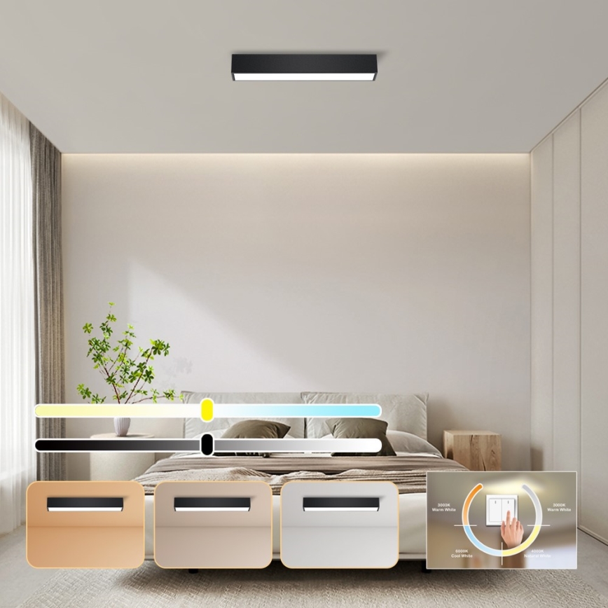 Immax NEO 07254L - LED Dimmable φωτιστικό οροφής NEO LITE LUNGO LED/20W/230V 3000-6000K Wi-Fi Tuya μαύρο + τηλεχειριστήριο