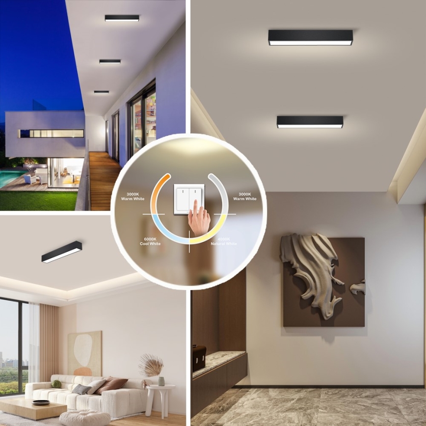 Immax NEO 07254L - LED Dimmable φωτιστικό οροφής NEO LITE LUNGO LED/20W/230V 3000-6000K Wi-Fi Tuya μαύρο + τηλεχειριστήριο