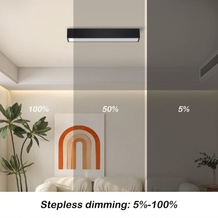 Immax NEO 07254L - LED Dimmable φωτιστικό οροφής NEO LITE LUNGO LED/20W/230V 3000-6000K Wi-Fi Tuya μαύρο + τηλεχειριστήριο