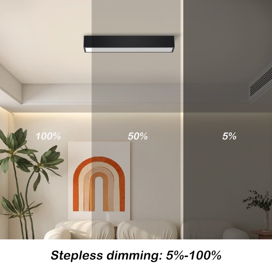 Immax NEO 07254L - LED Dimmable φωτιστικό οροφής NEO LITE LUNGO LED/20W/230V 3000-6000K Wi-Fi Tuya μαύρο + τηλεχειριστήριο