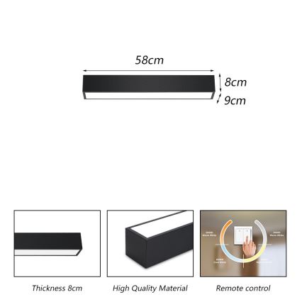 Immax NEO 07254L - LED Dimmable φωτιστικό οροφής NEO LITE LUNGO LED/20W/230V 3000-6000K Wi-Fi Tuya μαύρο + τηλεχειριστήριο