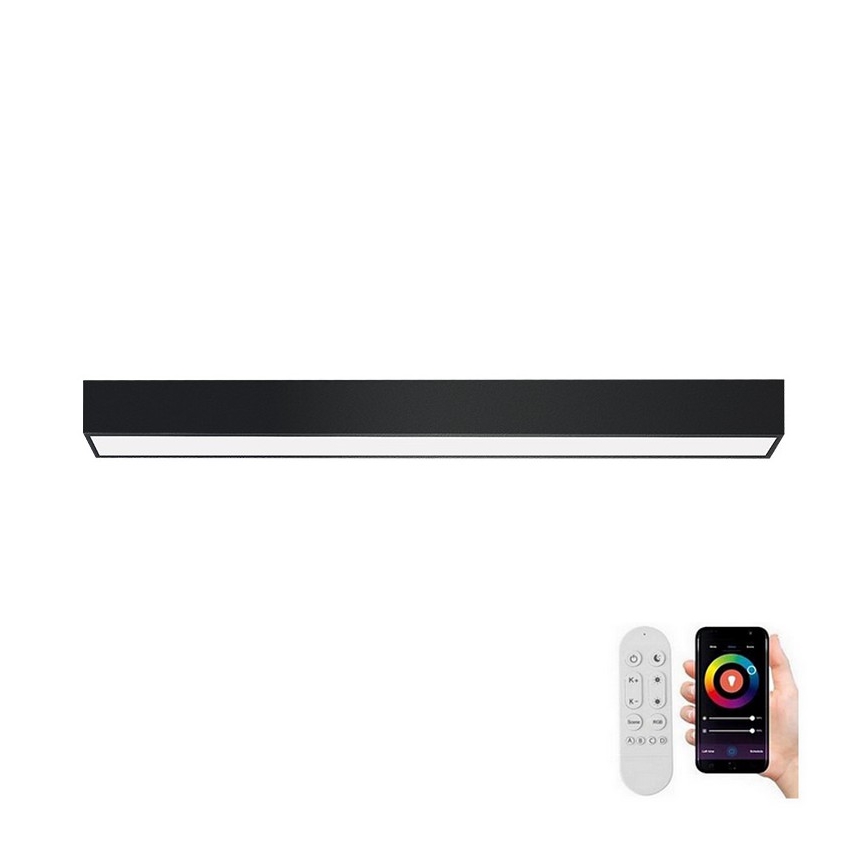 Immax NEO 07255L - LED Dimmable φωτιστικό οροφής NEO LITE LUNGO LED/20W/230V 3000-6000K Wi-Fi Tuya μαύρο + τηλεχειριστήριο