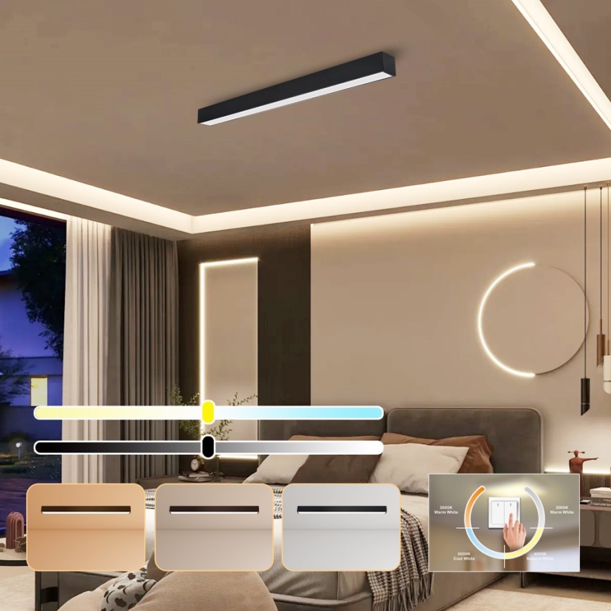 Immax NEO 07255L - LED Dimmable φωτιστικό οροφής NEO LITE LUNGO LED/20W/230V 3000-6000K Wi-Fi Tuya μαύρο + τηλεχειριστήριο