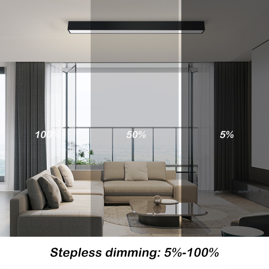 Immax NEO 07255L - LED Dimmable φωτιστικό οροφής NEO LITE LUNGO LED/20W/230V 3000-6000K Wi-Fi Tuya μαύρο + τηλεχειριστήριο