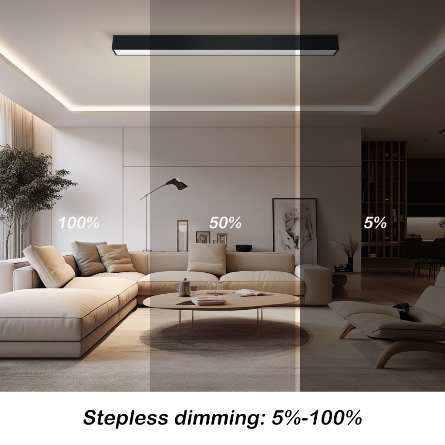 Immax NEO 07256L - LED Dimmable φωτιστικό οροφής NEO LITE LUNGO LED/38W/230V 3000-6000K Wi-Fi Tuya μαύρο + τηλεχειριστήριο