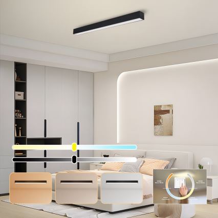 Immax NEO 07256L - LED Dimmable φωτιστικό οροφής NEO LITE LUNGO LED/38W/230V 3000-6000K Wi-Fi Tuya μαύρο + τηλεχειριστήριο