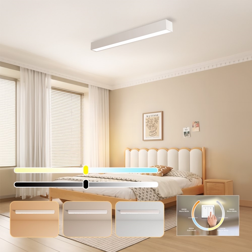 Immax NEO 07258L - LED Dimmable φωτιστικό οροφής NEO LITE LUNGO LED/29W/230V 3000-6000K Wi-Fi Tuya λευκό + τηλεχειριστήριο
