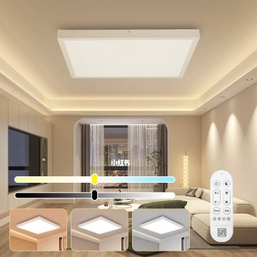 Immax NEO 07277L - Φωτιστικό οροφής μπάνιου dimming LED NEO LITE FRAME LED/50W/230V IP44 Wi-Fi Tuya +remote έλεγχος λευκό