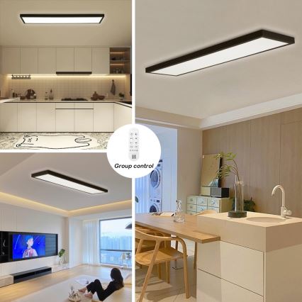 Immax NEO 07278L - Φωτιστικό οροφής μπάνιου dimming LED NEO LITE FRAME LED/50W/230V IP44 Wi-Fi Tuya + τηλεχειριστήριο μαύρο