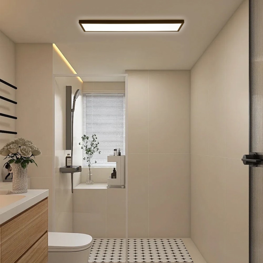 Immax NEO 07278L - Φωτιστικό οροφής μπάνιου dimming LED NEO LITE FRAME LED/50W/230V IP44 Wi-Fi Tuya + τηλεχειριστήριο μαύρο