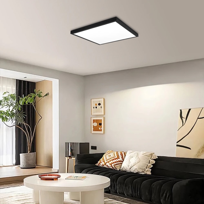 Immax NEO 07279L - Φωτιστικό οροφής μπάνιου dimming LED NEO LITE FRAME LED/50W/230V IP44 Wi-Fi Tuya + τηλεχειριστήριο μαύρο