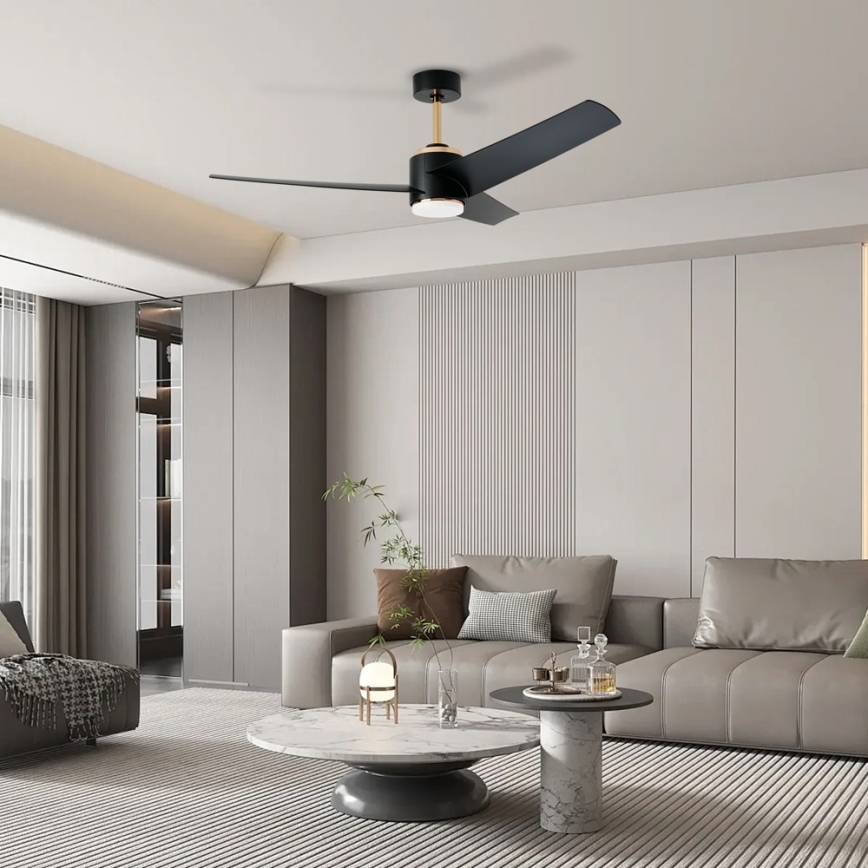 Immax NEO 07280L - Ανεμιστήρας οροφής LED BEAUTY LED/18W/230V Wi-Fi Tuya μαύρο διάμετρος 132 cm + τηλεχειριστήριο