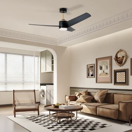 Immax NEO 07280L - Ανεμιστήρας οροφής LED BEAUTY LED/18W/230V Wi-Fi Tuya μαύρο διάμετρος 132 cm + τηλεχειριστήριο