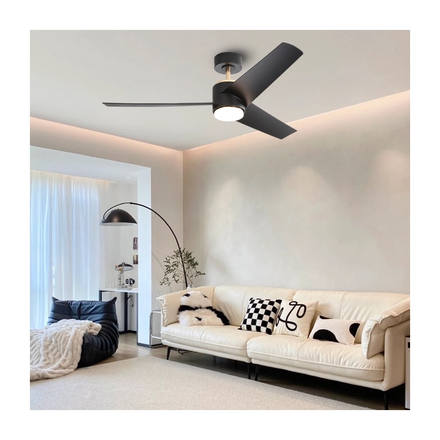 Immax NEO 07280L - Ανεμιστήρας οροφής LED BEAUTY LED/18W/230V Wi-Fi Tuya μαύρο διάμετρος 132 cm + τηλεχειριστήριο