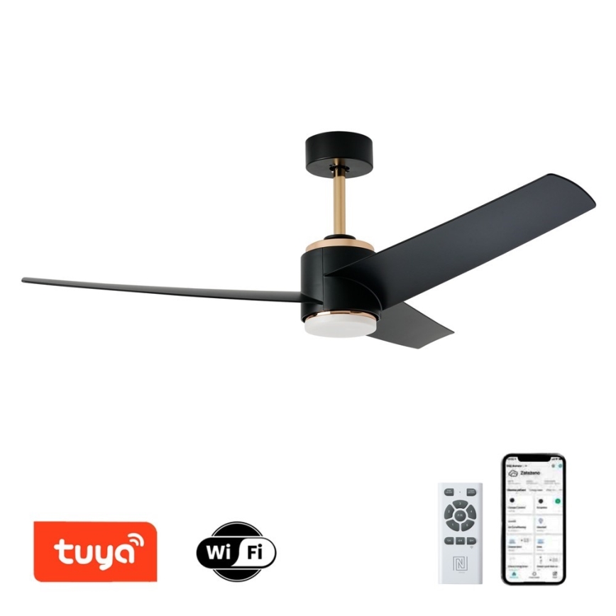 Immax NEO 07280L - Ανεμιστήρας οροφής LED BEAUTY LED/18W/230V Wi-Fi Tuya μαύρο διάμετρος 132 cm + τηλεχειριστήριο