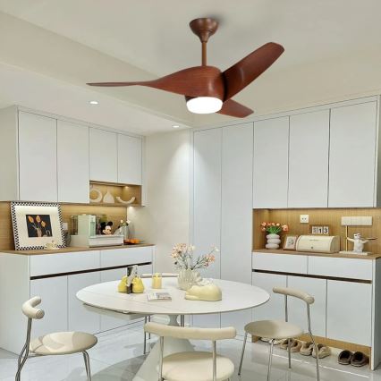 Immax NEO 07286L - Ανεμιστήρας οροφής LED Dimmable WAVE LED/18W/230V Wi-Fi Tuya καφέ διάμετρος 132 cm + τηλεχειριστήριο