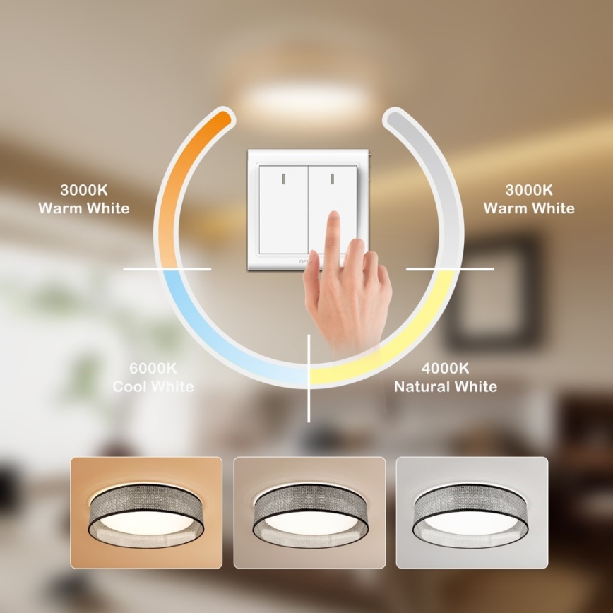 Immax NEO 07287L - LED+CCT Ρυθμιζόμενο φωτιστικό οροφής LONA LED/36W/230V 3000-6000K Wi-Fi Tuya διάμ. 45,5 εκ. + τηλεχειριστήριο