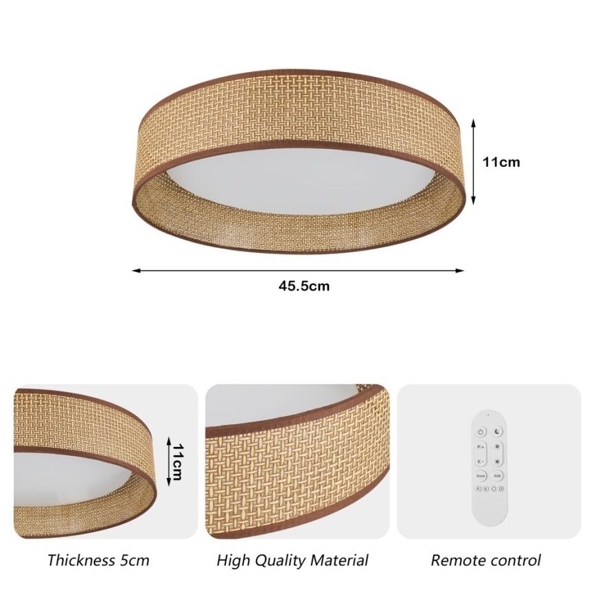 Immax NEO 07288L - LED+CCT Ρυθμιζόμενο φωτιστικό οροφής LONA LED/36W/230V 3000-6000K Wi-Fi Tuya διάμετρος 45,5 cm + τηλεχειριστήριο