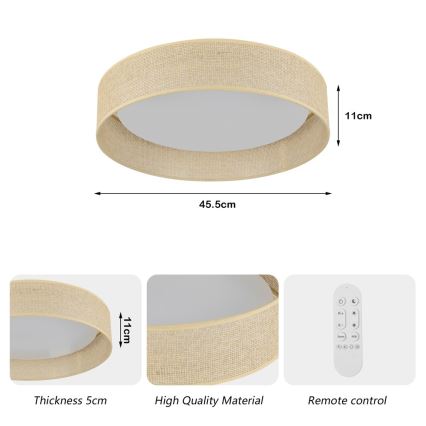 Immax NEO 07289L - Ρυθμιζόμενο φωτιστικό οροφής LONA LED+CCT 36W/230V 3000–6000K Wi‑Fi Tuya, διάμ. 45,5 cm + τηλεχειριστήριο