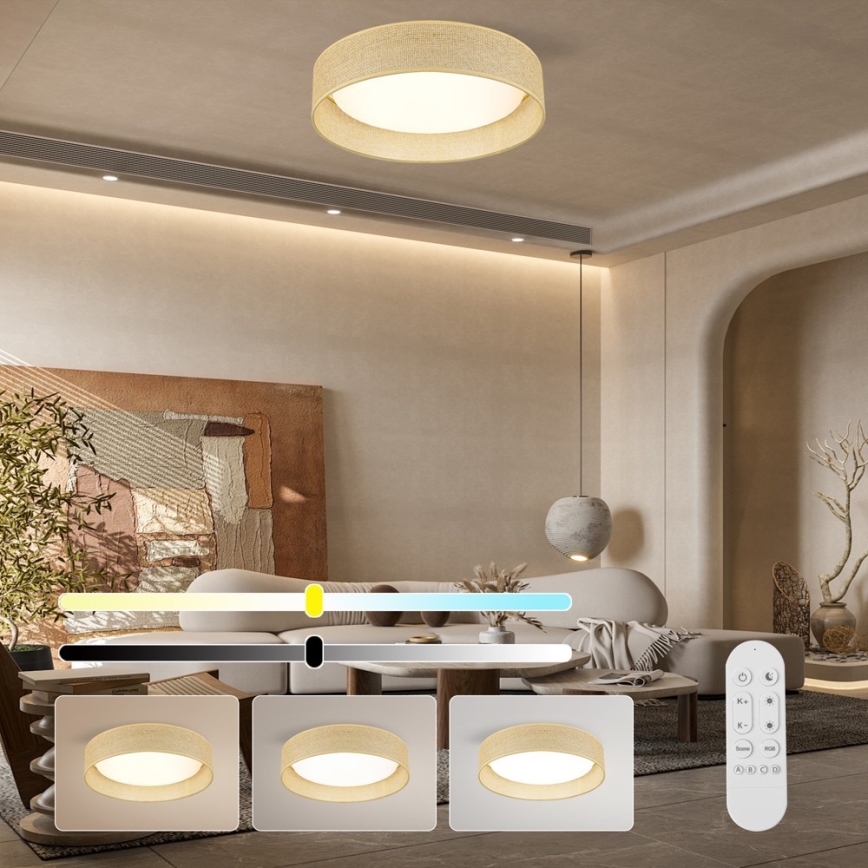 Immax NEO 07289L - Ρυθμιζόμενο φωτιστικό οροφής LONA LED+CCT 36W/230V 3000–6000K Wi‑Fi Tuya, διάμ. 45,5 cm + τηλεχειριστήριο