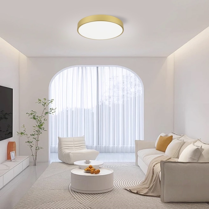 Immax NEO 07292L - Ρυθμιζόμενο LED φωτιστικό οροφής NEO LITE SEMPLICI LED/36W/230V 3000-6000K Ø 40 cm Wi‑Fi Tuya σε χρυσό + τηλεχειριστήριο