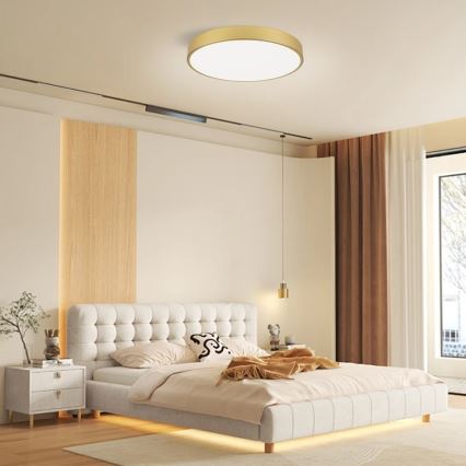 Immax NEO 07293L - Ρυθμιζόμενο φωτιστικό οροφής LED NEO LITE SEMPLICI LED/60W/230V 3000-6000K Ø 60 cm Wi-Fi Tuya χρυσό + τηλεχειριστήριο