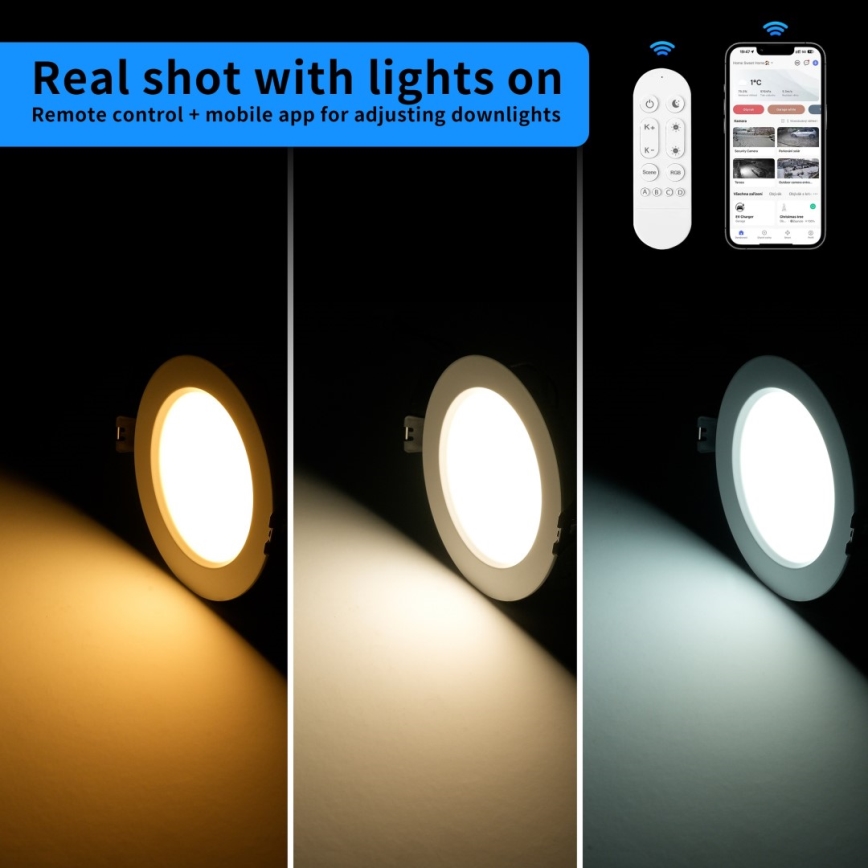 Immax NEO 07294L - LED Ρυθμιζόμενο εντοιχισμένο φωτιστικό DOWN LED/12W/230V Wi‑Fi, διάμ. 12 εκ., λευκό