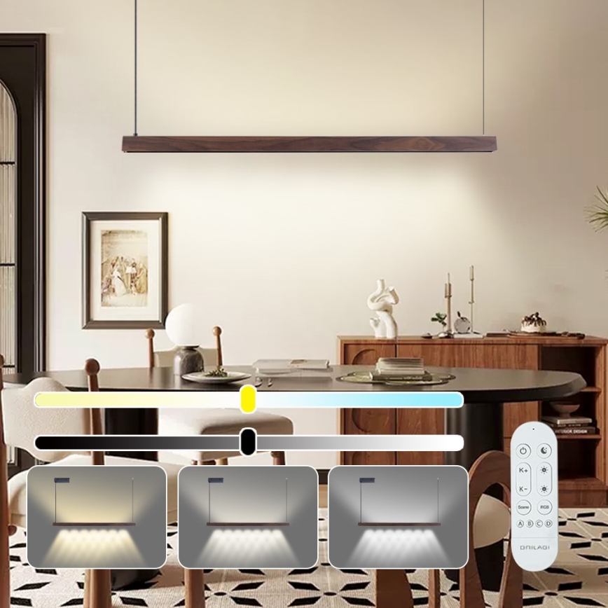 Immax NEO 07300L - LED Ρυθμιζόμενο κρεμαστό φωτιστικό σε καλώδιο MADEIRA LED/26W/230V Wi-Fi Tuya 122 cm καρυδιά + τηλεχειριστήριο
