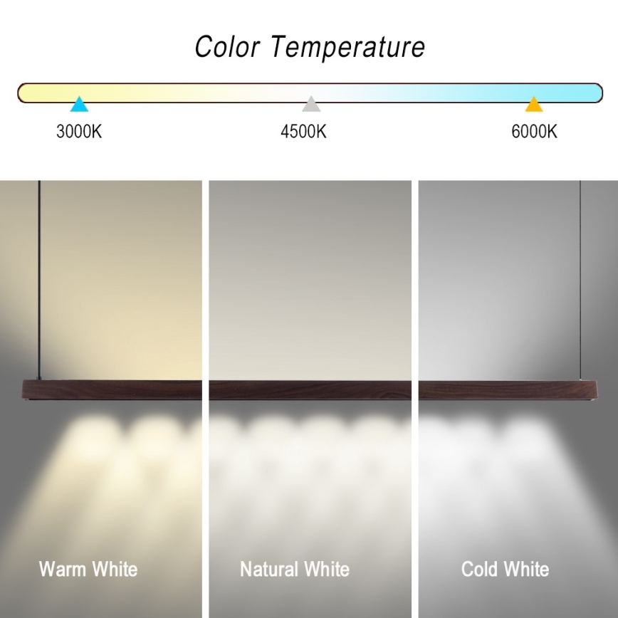 Immax NEO 07300L - LED Ρυθμιζόμενο κρεμαστό φωτιστικό σε καλώδιο MADEIRA LED/26W/230V Wi-Fi Tuya 122 cm καρυδιά + τηλεχειριστήριο