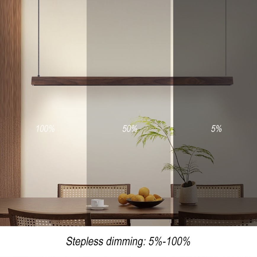 Immax NEO 07300L - LED Ρυθμιζόμενο κρεμαστό φωτιστικό σε καλώδιο MADEIRA LED/26W/230V Wi-Fi Tuya 122 cm καρυδιά + τηλεχειριστήριο